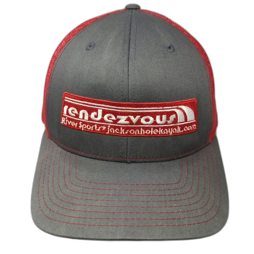 Richardson Trucker Hat Gray Red One Size Rendezvous River Sports Surf Wyoming